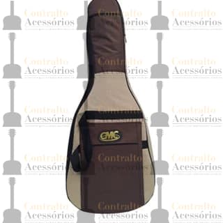 Capa Bag para Violão Classico extra luxo acolchoada corpo bege e bolso marrom