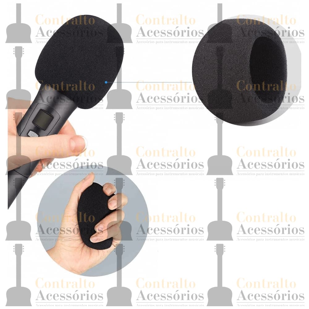 Espuma Externa Protetora Anti Puff Para Microfone De Mão Com ou Sem Fio Preto Espuma Microfones