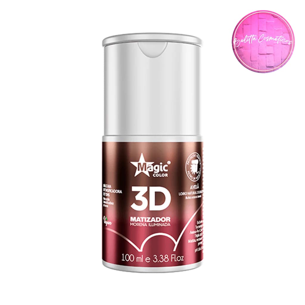 Matizador Avelã Morena Iluminada Gloss 3D 100ml Magic Color Efeito Loiro Natural Dourado Brilho
