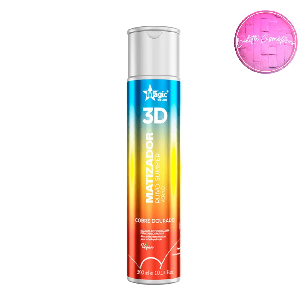 Magic Color Matizador 3D Ruivo Summer Efeito Cobre Intenso 300ml Máscara Pigmentadora Verão