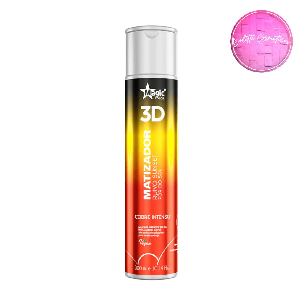 Magic Color Matizador 3D Ruivo Sunset Efeito Cobre Intenso 300ml Máscara Pigmentadora Pôr do Sol