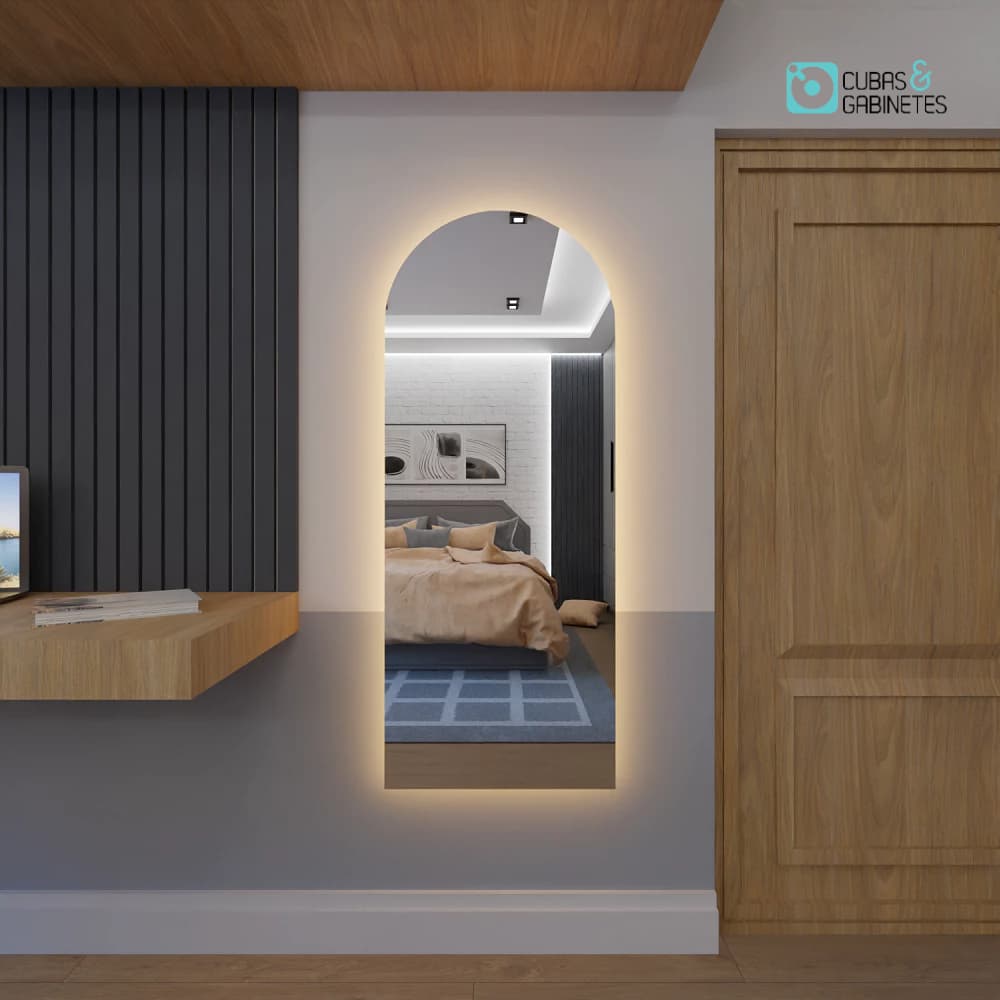 Espelho Janela com LED E13 Grande Decorativo Sala Quarto Loja Banheiro com Suporte