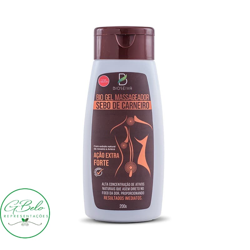 Gel massageador Sebo de carneiro Bio Seiva 200g - Ação Extra Forte