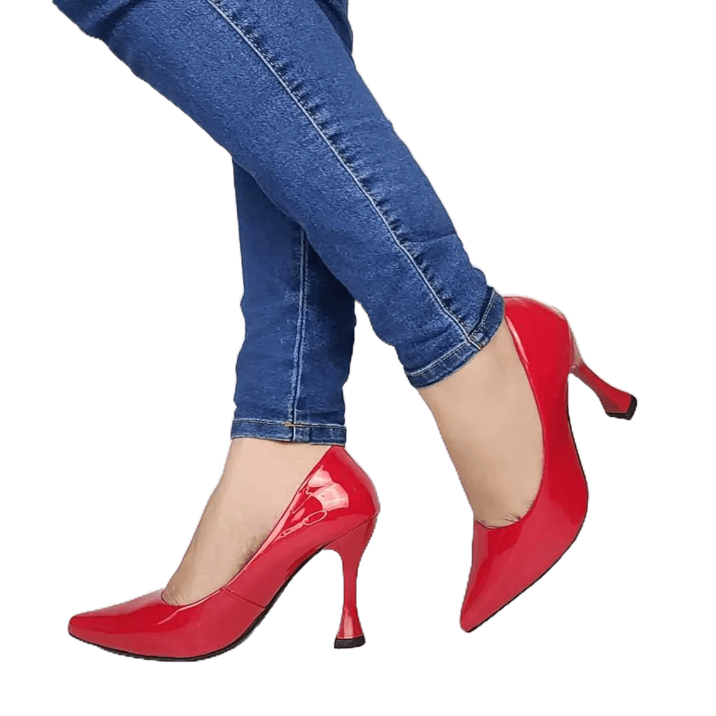 Scarpin Feminino Vermelho Bico Fino Salto Alto 9,0cm Confortável Moderno Delicado Premium