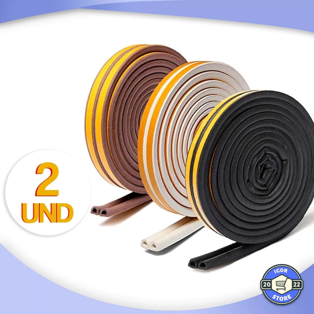 2x Fita Veda Frestas Borracha Protetor Portas Janelas Anti Ruídos Insetos 3 Metros x 20mm Envio Imediato