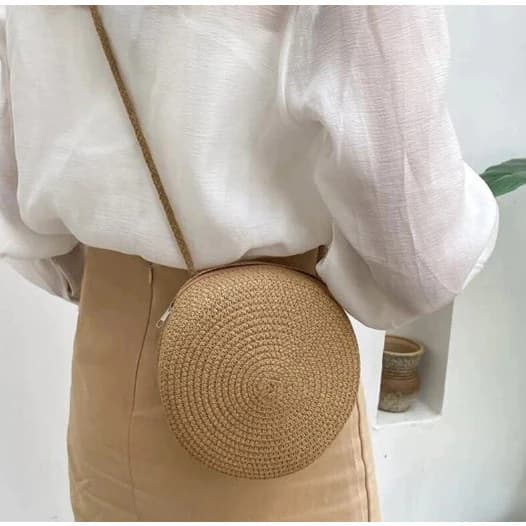 Bolsa Feminina de Praia Bag Saco De Palha Verão Bolsa Transversal