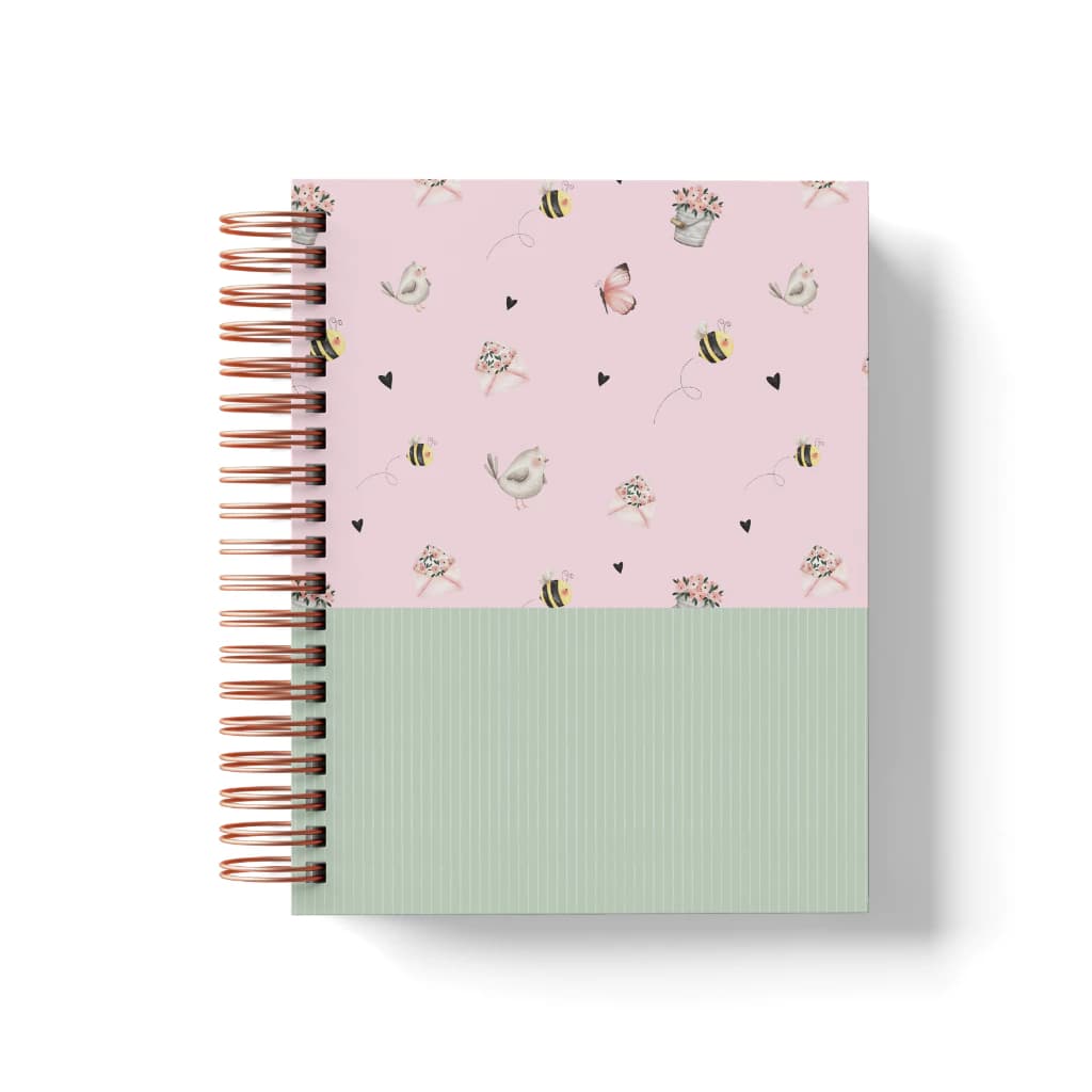 Caderno Floral Tema Jardim Personalizado A5 200 páginas Pautadas