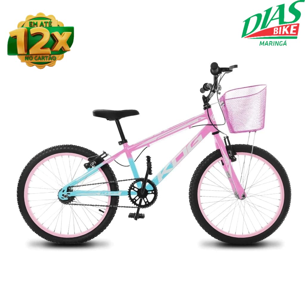 Bicicleta Infantil Feminina Aro 20 KOG Alumínio Com Cestinha