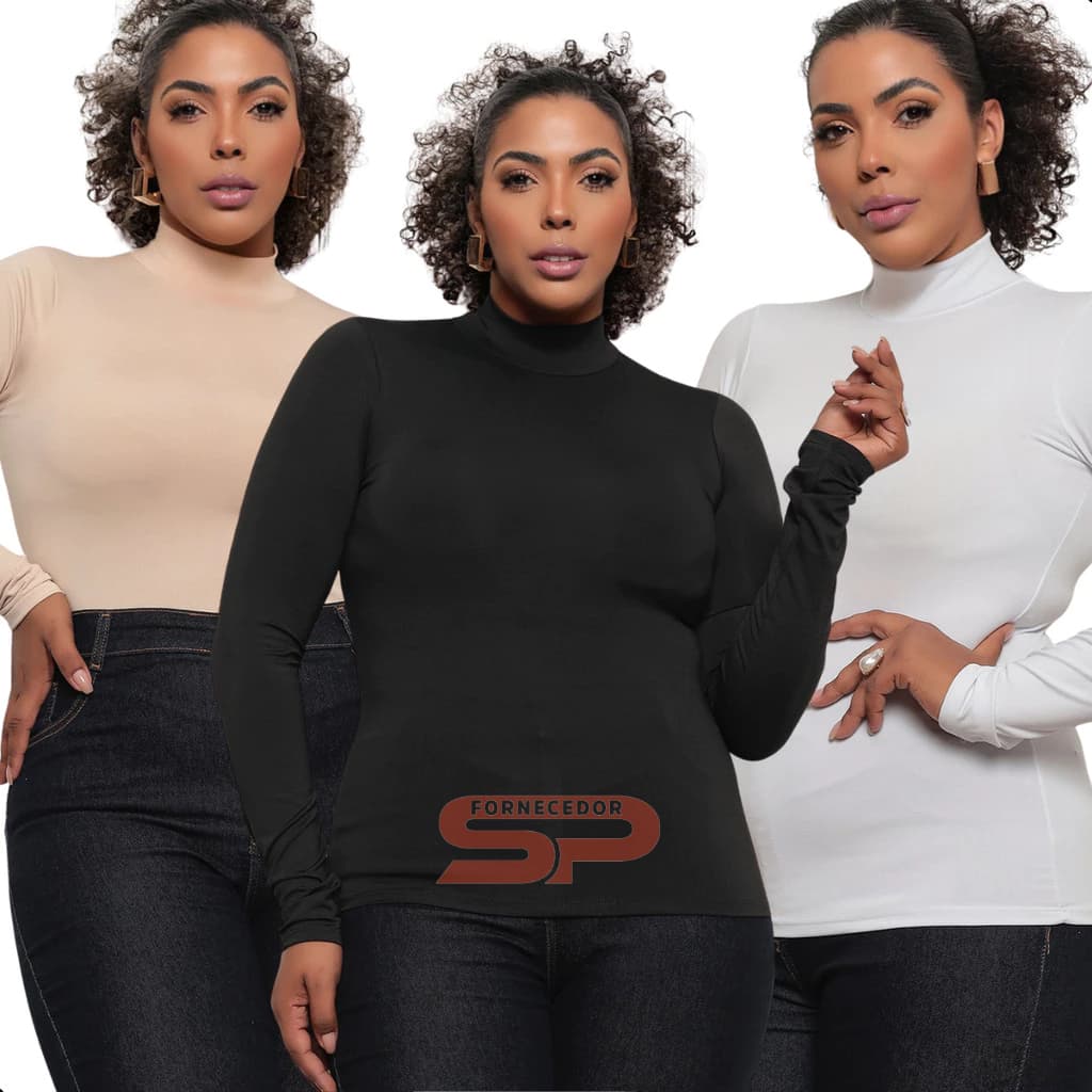 Kit Blusa Feminina Plus Size Cacharrel Suplex Segunda Pele