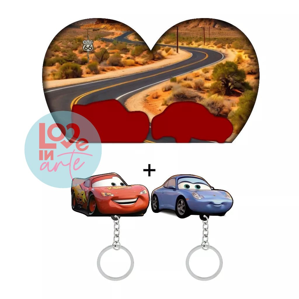 Porta Chaves + Chaveiros Carros  - Decoração metadinha, casal, Colorido Filme