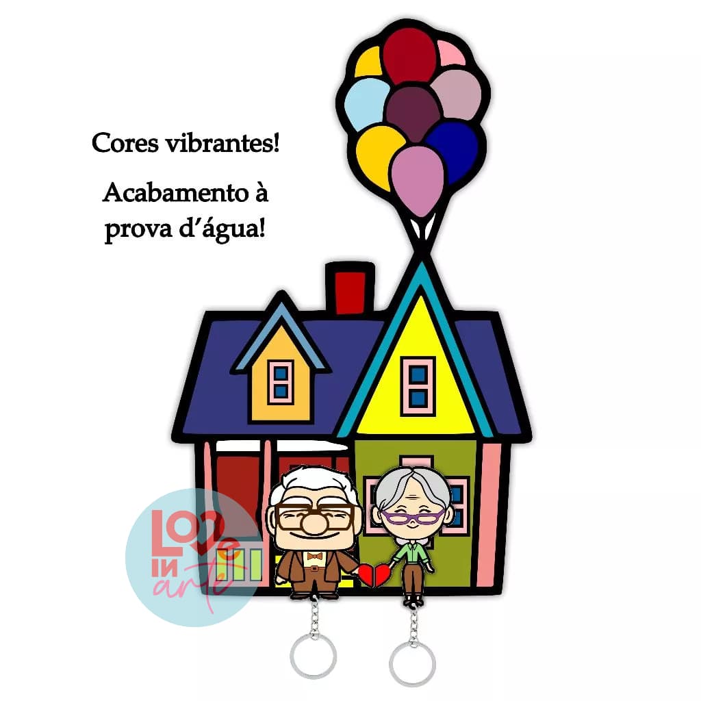 Porta Chaves + Par Chaveiros UP altas aventuras filme Casa Colorido Decoração, Apartamento, Casal, Dia dos namorados