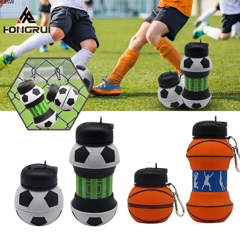 Garrafa 500ML Dobrável Eco Silicone Retrátil Bolas De Futebol garrafa de esportes Ar Livre infantil