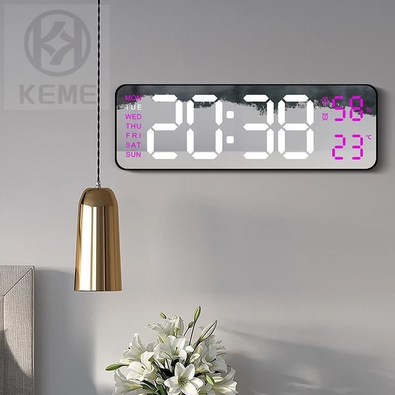 Relógio De Parede e Mesa Digital Grande Temperatura E Umidade Semana Mostrador De Regulável