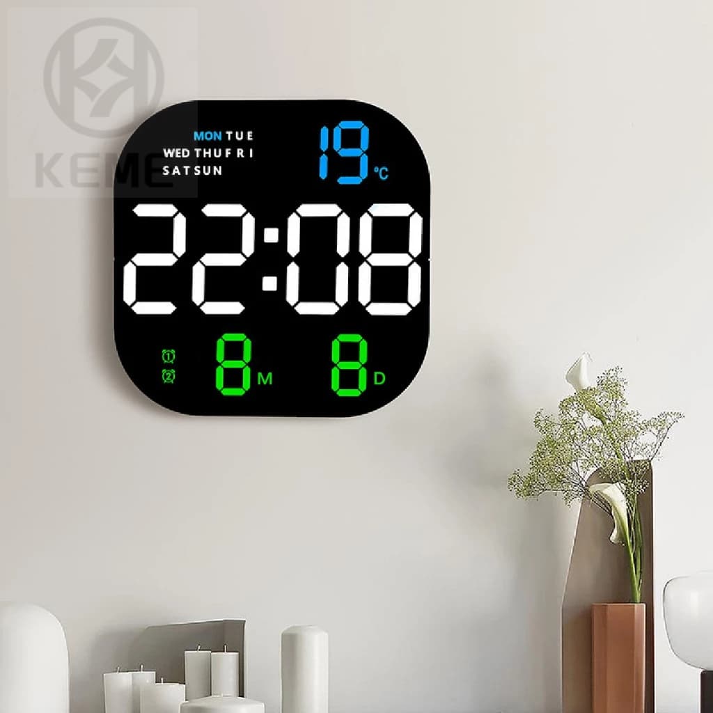 Relógio quadrado E Cronômetro Digital LED De Parede e Mesa Com Controle LE2160