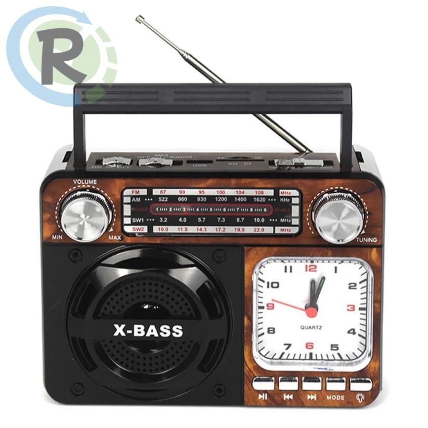Rádio Relógio Retro BT Vintage Fm Am Sw Usb Portátil AD-136/135