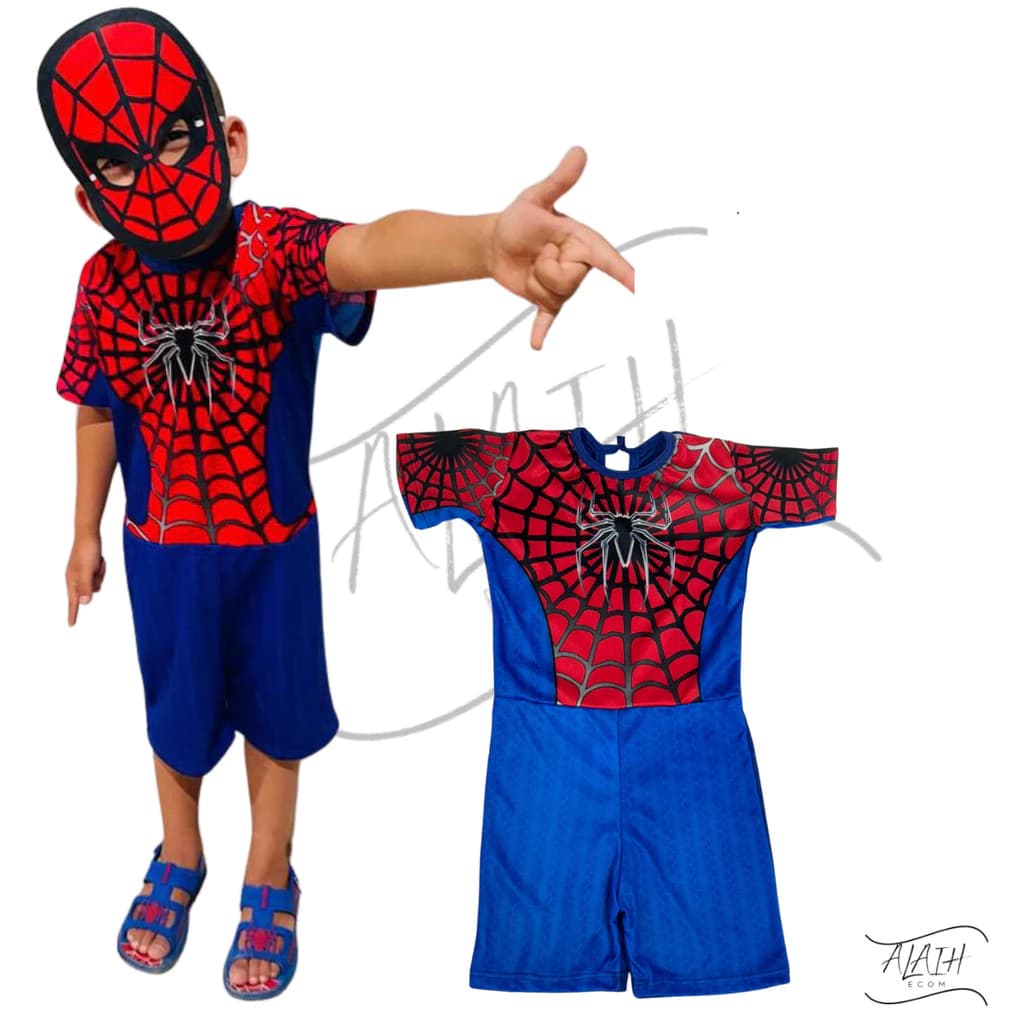 Fantasia Homem Aranha Infantil Com Mascara - ENVIO RÁPIDO