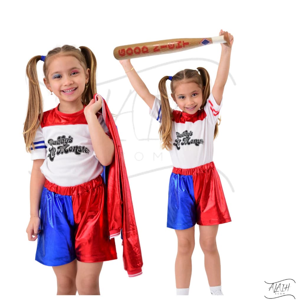 Fantasia Alerquina Infantil C/Bastão Taco Esquadrão Brilhante