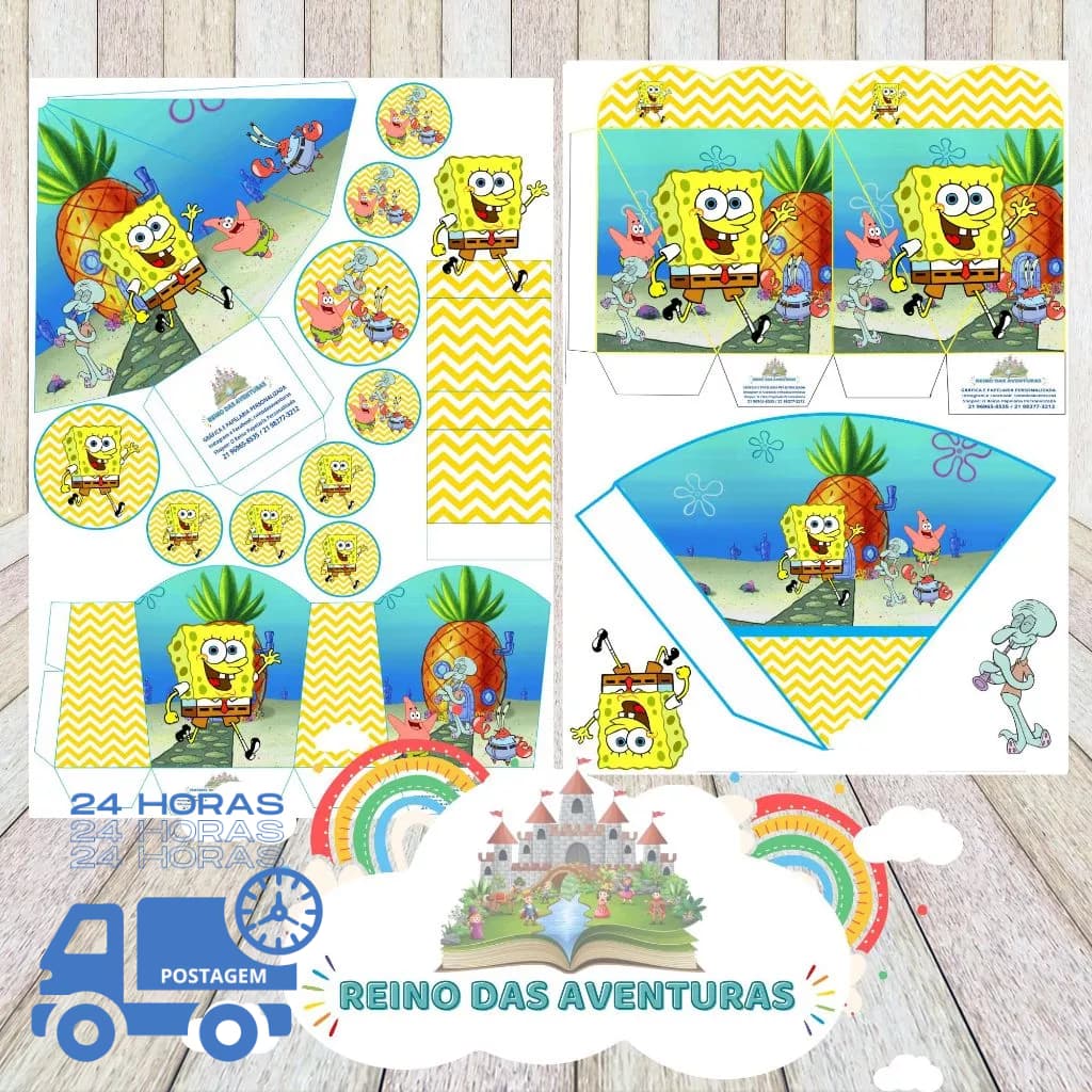 Envio imediato - TEMA BOB ESPONJA Kit 85 ou 170 Lembrancinha Festa de Aniversário (sem nome)