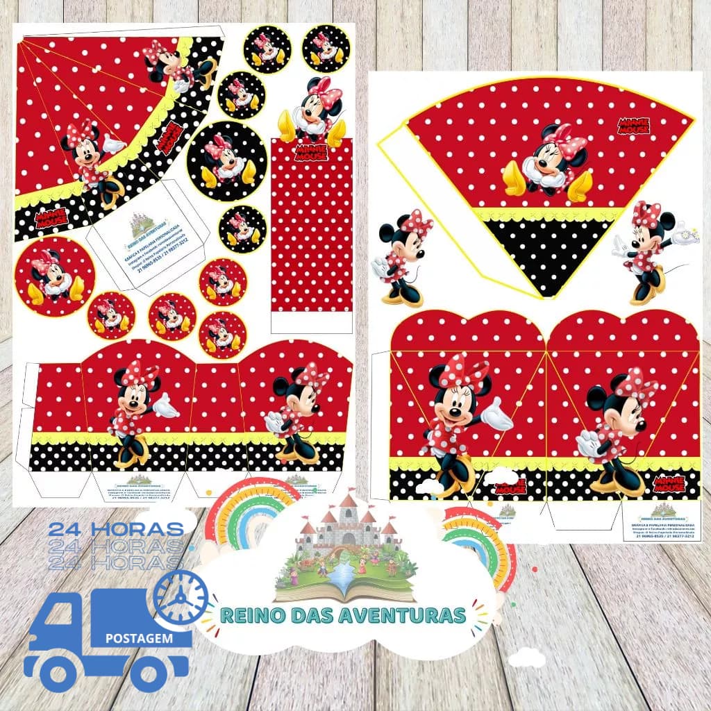 Envio imediato - TEMA MINNIE VERMELHA Kit 85 ou 170 Lembrancinha Festa de Aniversário (sem nome)