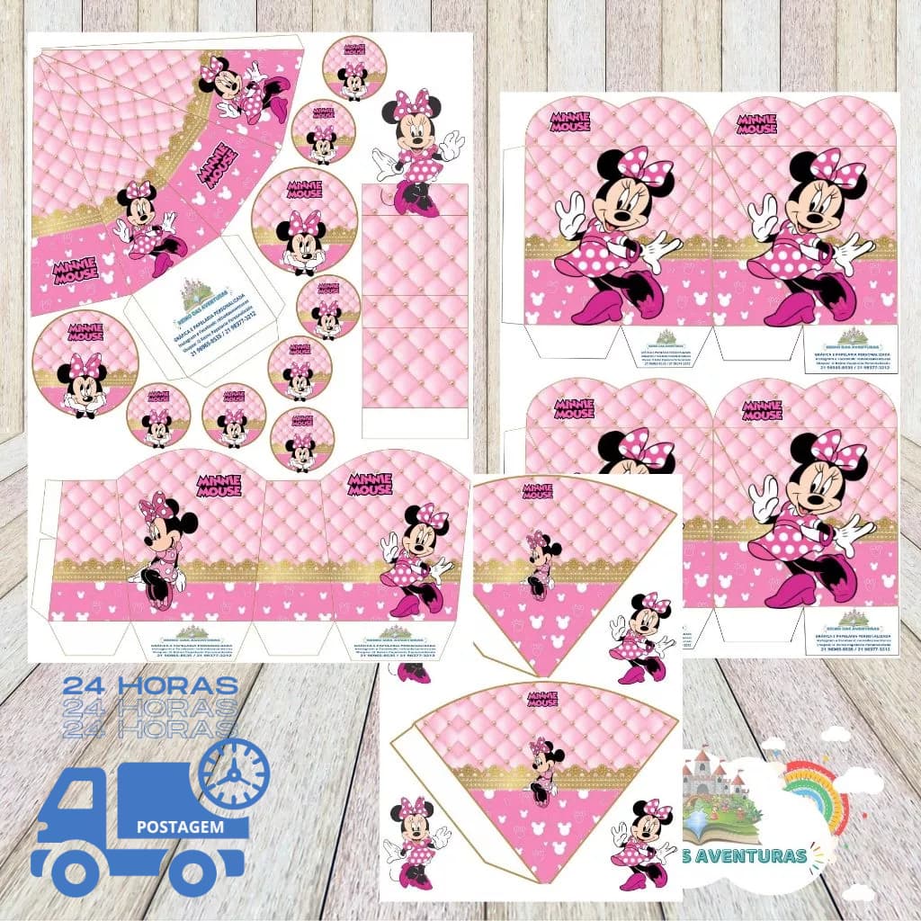 Envio imediato - TEMA MINNIE ROSA Kit 85 ou 170 Lembrancinha Festa de Aniversário (sem nome)