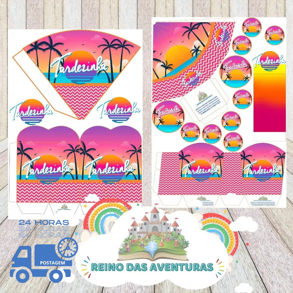 Envio imediato - TEMA TARDEZINHA ROSA Kit 85 ou 170 Lembrancinha Festa de Aniversário (sem nome)