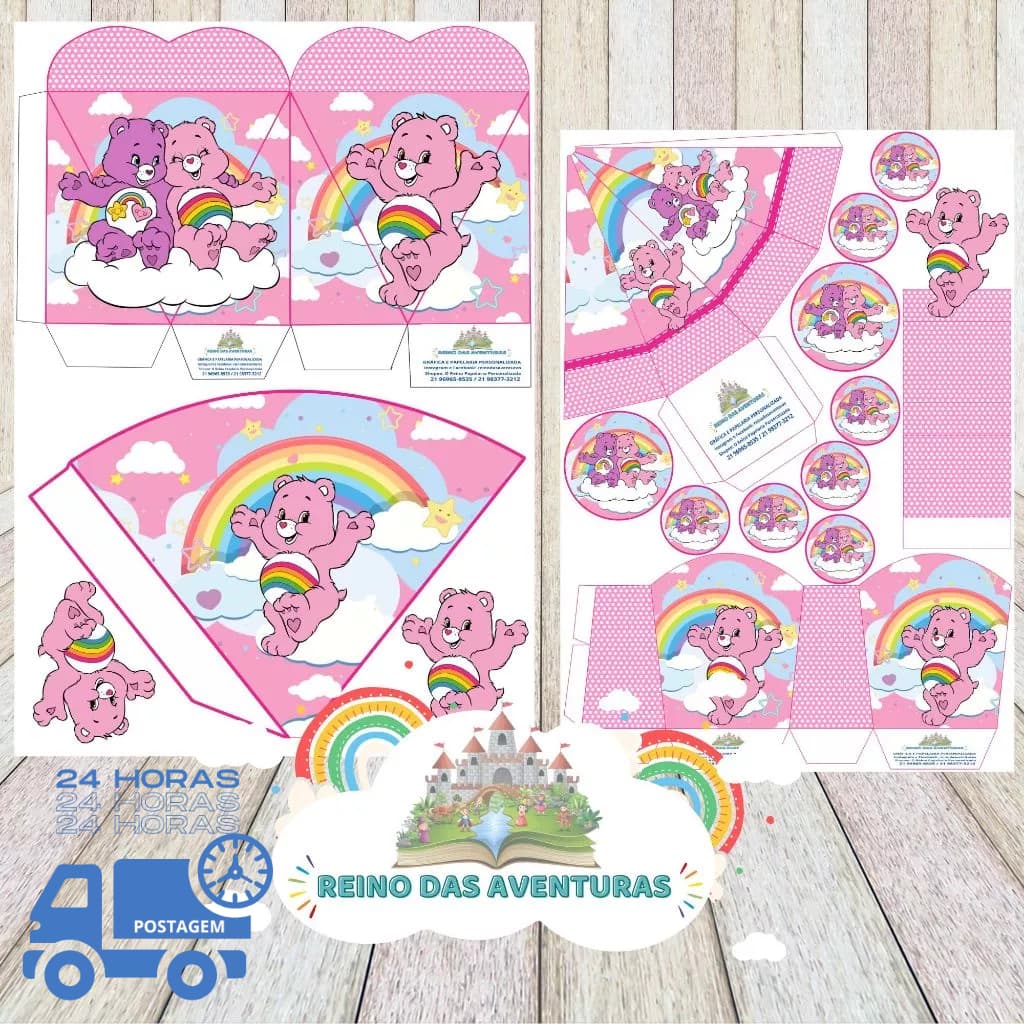 Envio imediato - TEMA URSINHOS CARINHOSOS CARE BEARS Kit 85 ou 170 Lembrancinha Festa de Aniversário (sem nome)