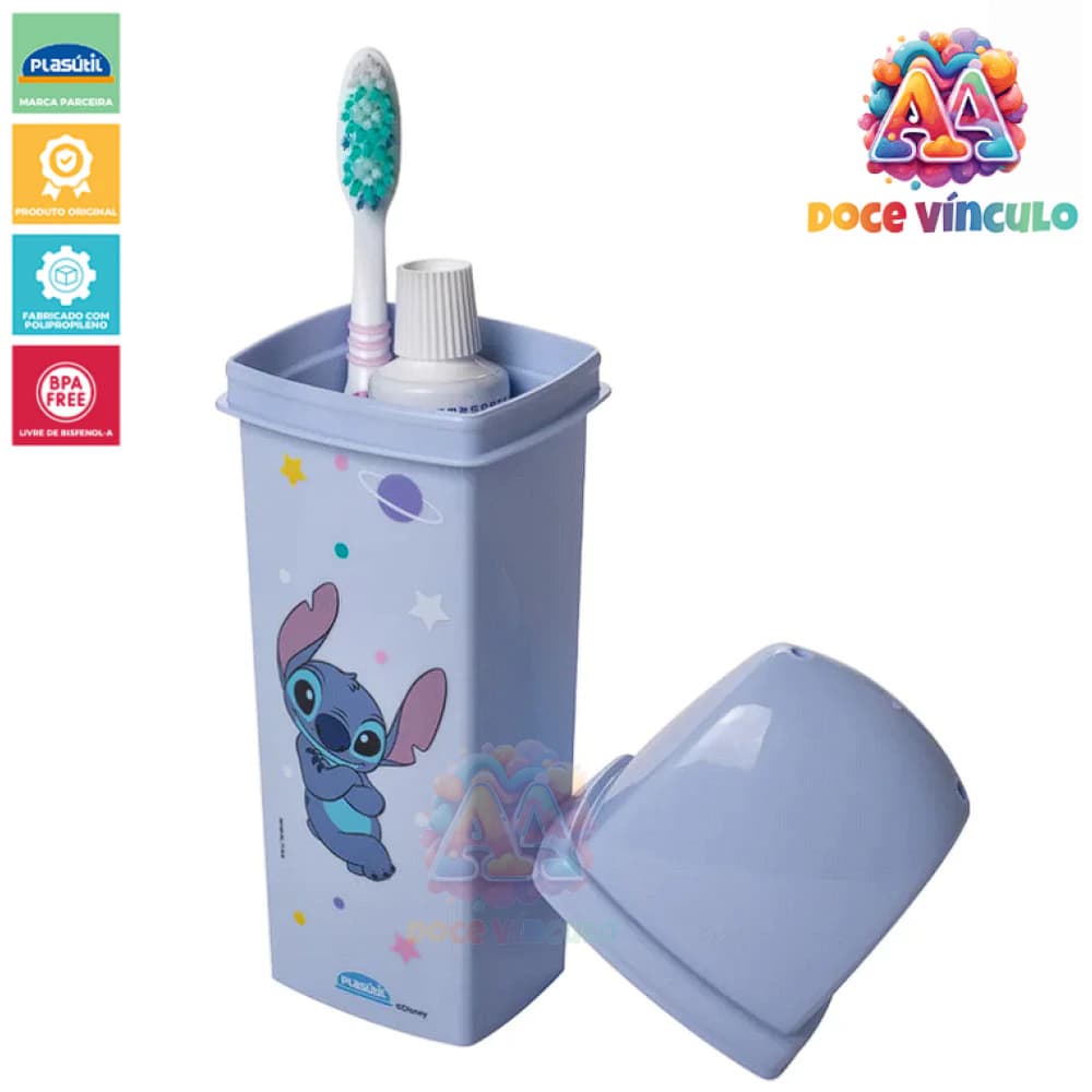 Porta Escova Dentes Infantil Stitch Disney Lúdico Multiuso 290ml