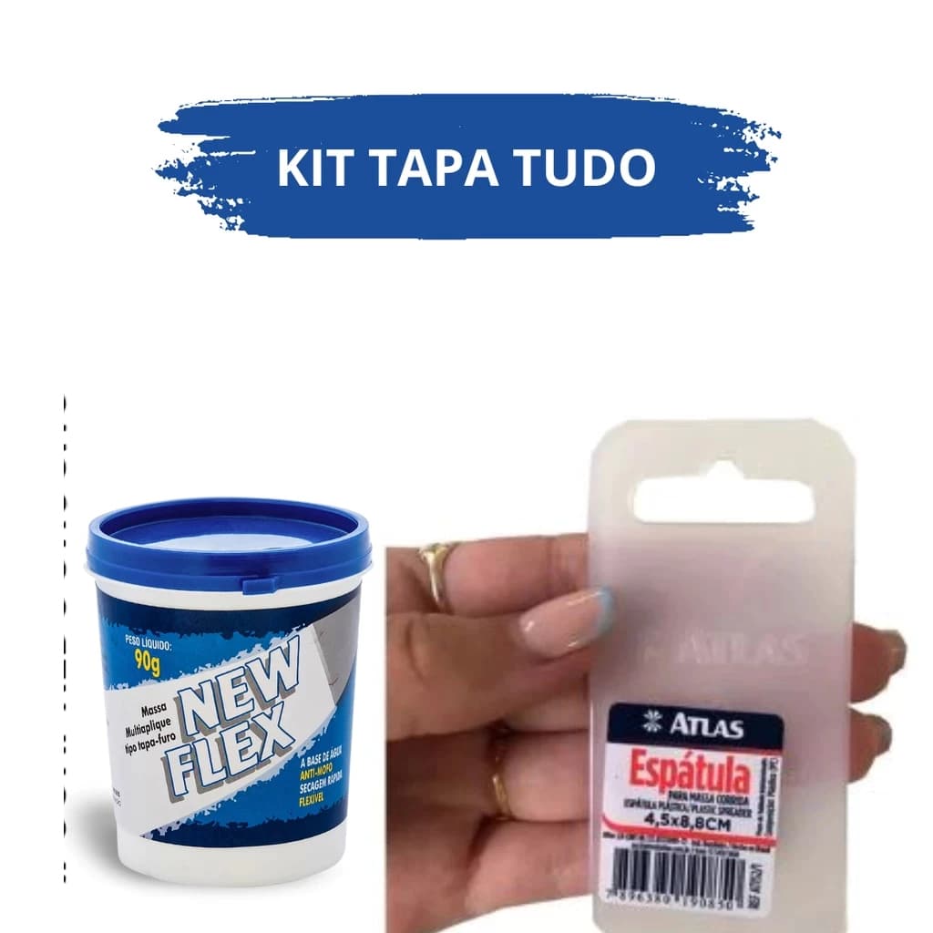 Kit massa Tapa Tudo NEW FLEX 90g  + Espátula plástica 4,5cm