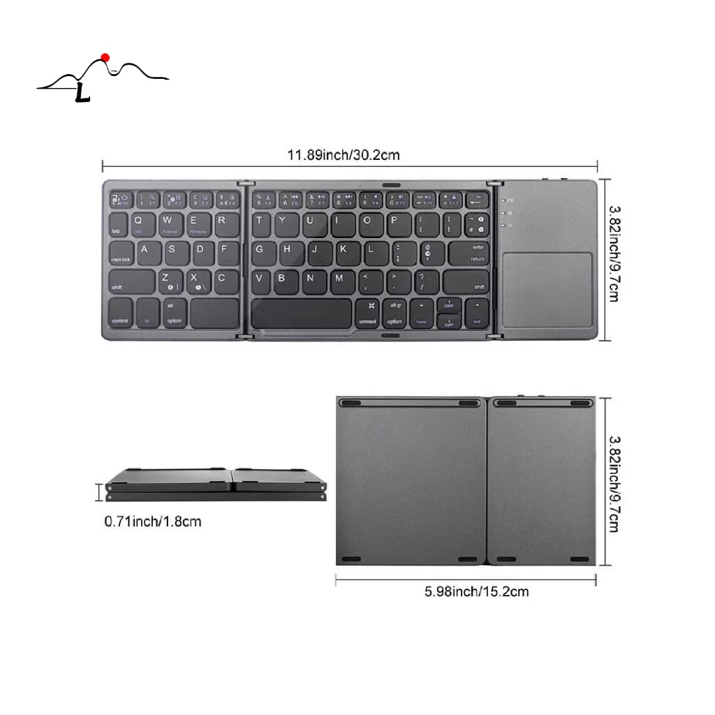 Mini Teclado Touch Dobrável Bluetooth Android Pc Ios