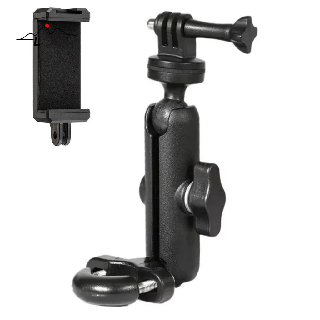 Suporte P Tubo Cano Guidao Bike Moto Câmera de ação Gopro Celular 1/4