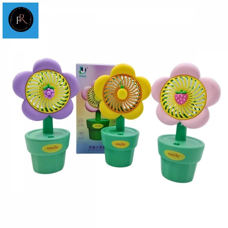 Mini Ventilador Portátil Recarregável de Mesa Flower Pots Hmaston HM677-3