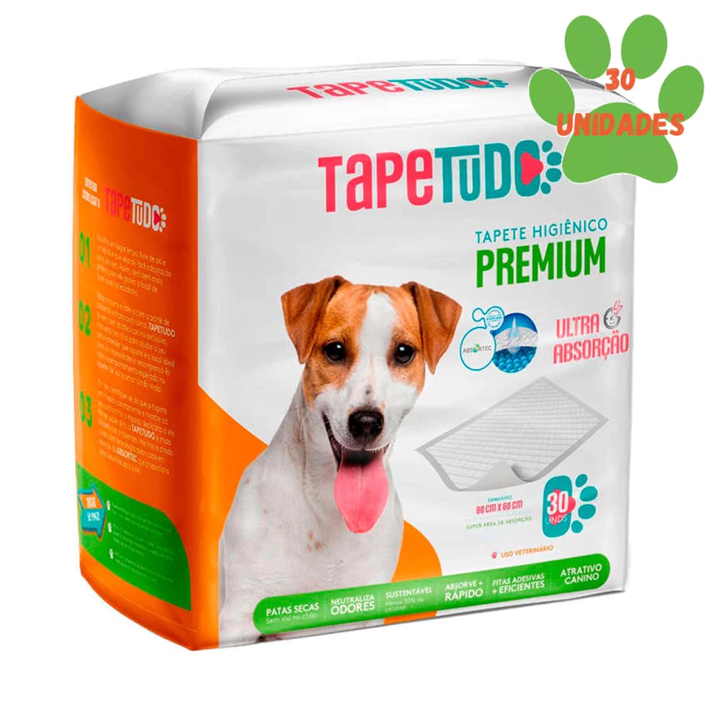 Tapete Higiênico Tapetudo Para Cães 80x60cm 30 Unidades