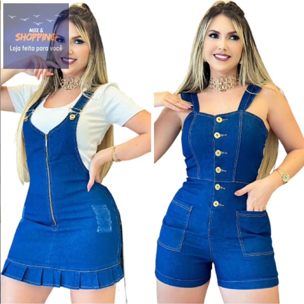 Kit 2 Macaquinho e Vestido Jardineira com Suspensório Jade Picon Com uma Modelagem Diferenciada