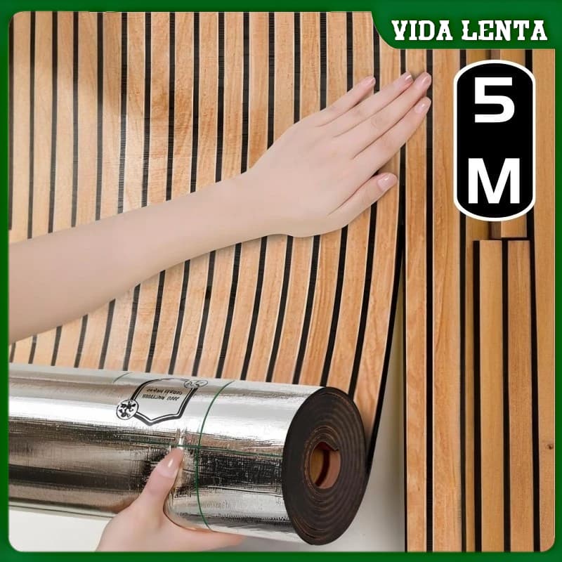 Papel de Parede Adesivo 5 METROS x 45CM Importado Madeira Ripada Autocolante Quarto Sala Hall