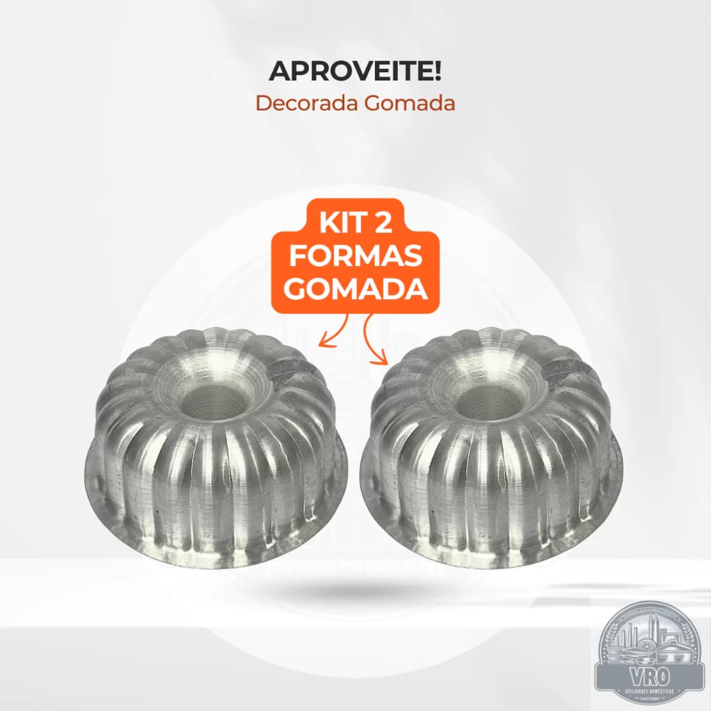 Kit 2 Formas Decoradas Gomadas (18x8cm) Alumínio – Bolo, Doces e Pudins