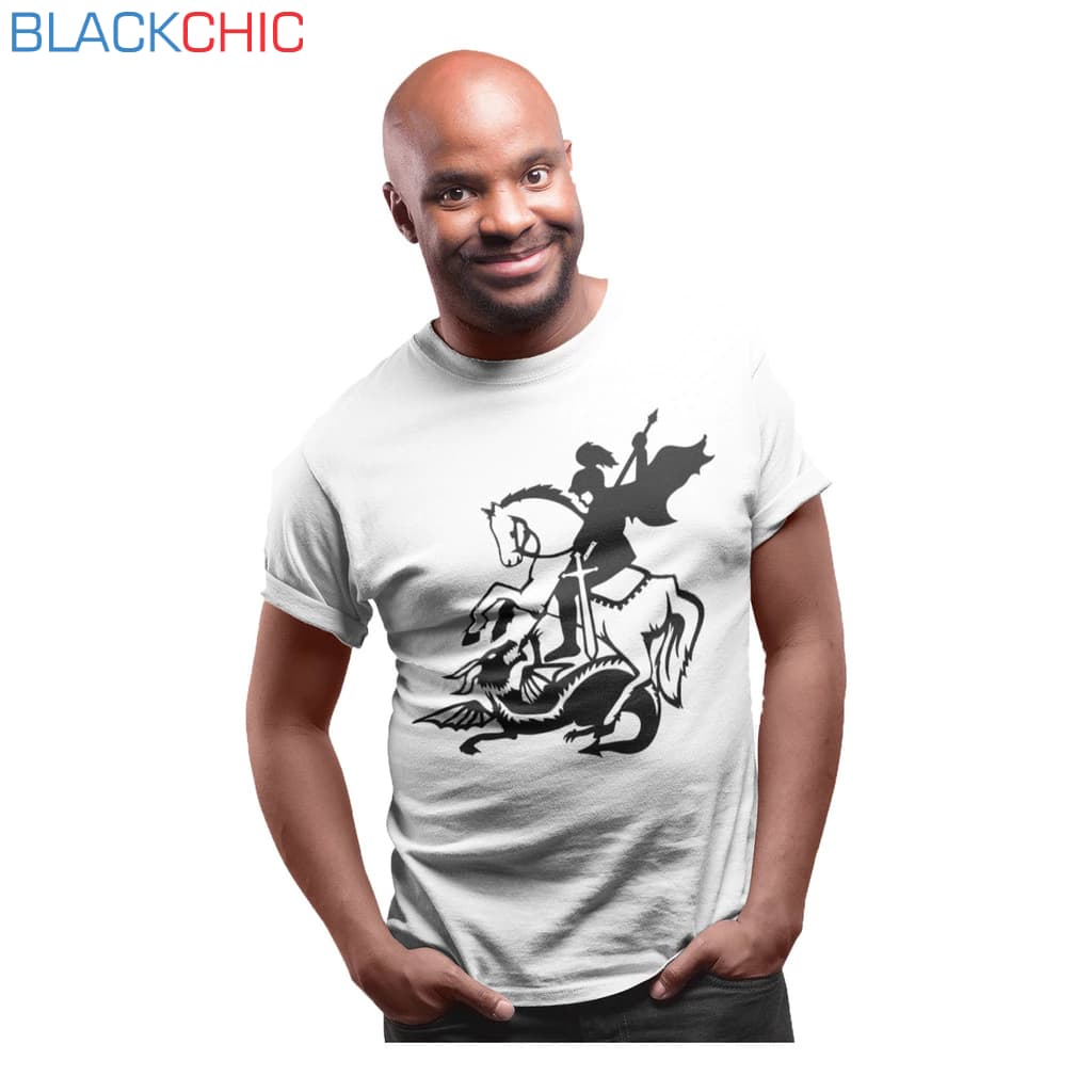 Camiseta Masculina São Jorge Padroeiro Guerreiro Devoto Algodão Premium Confortável P M G GG