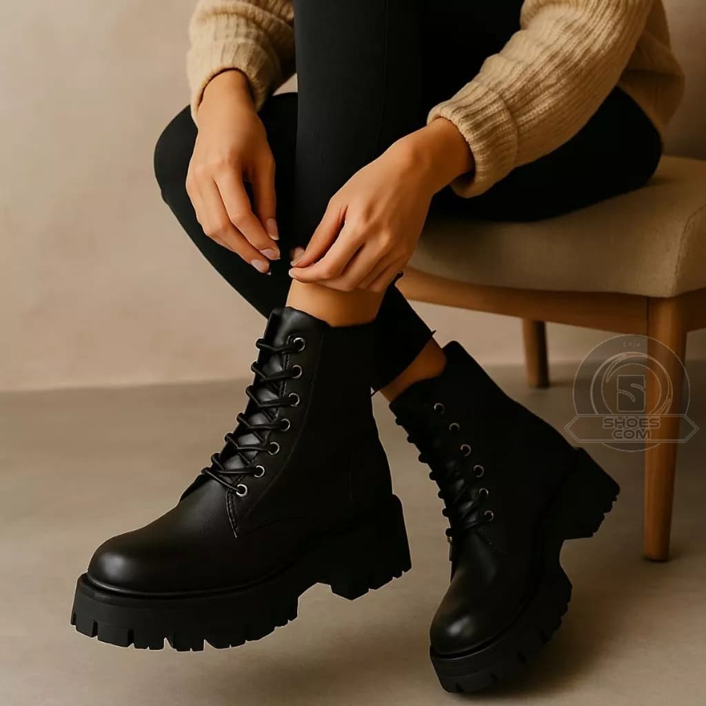 Coturno Feminino Preto Bota Blogueira Tratorada SnapShoes Inverno