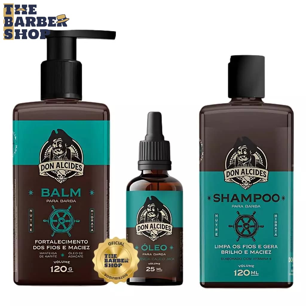 Kit Shampoo + Balm + Óleo para Barba Don Alcides Calico Jack