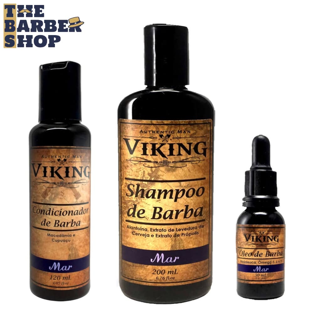 Kit Para Barba - Shampoo + Condicionador + Óleo De Barba Viking Mar