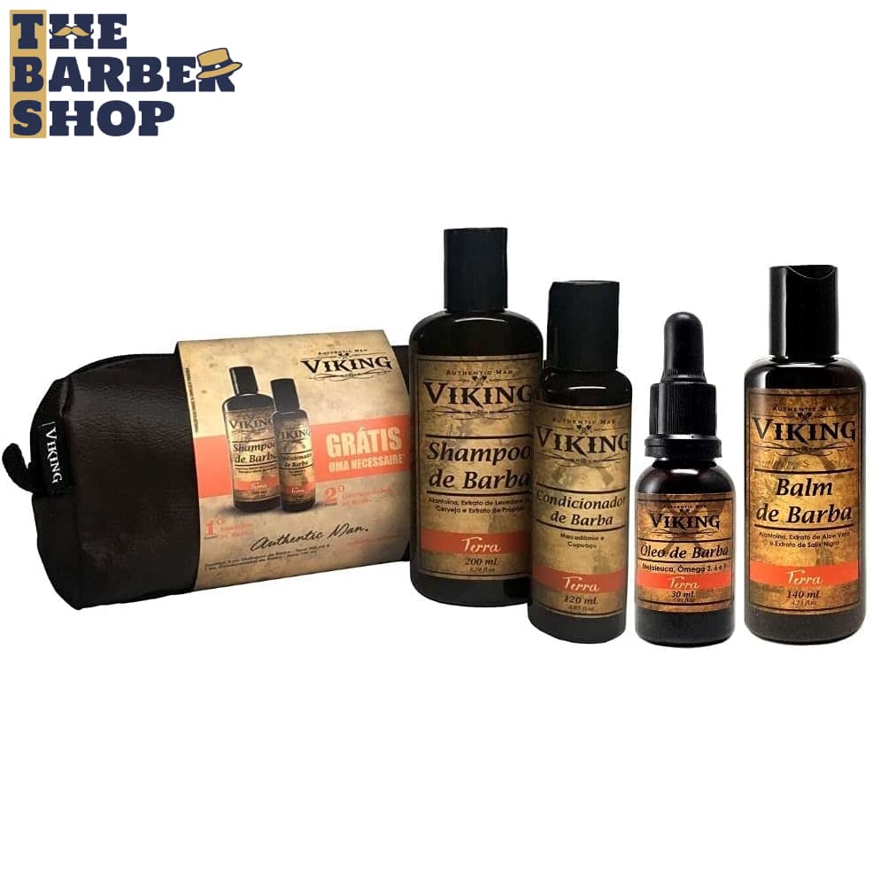 Kit para Barba Viking Terra - Shampoo + Condicionador + Balm + Óleo