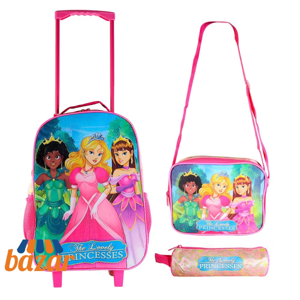 Kit Mochila Infantil Escolar com 3 peças Princesas
