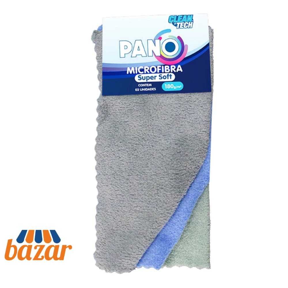 Kit 3 unidades Pano Microfibra Super Soft Sortido
