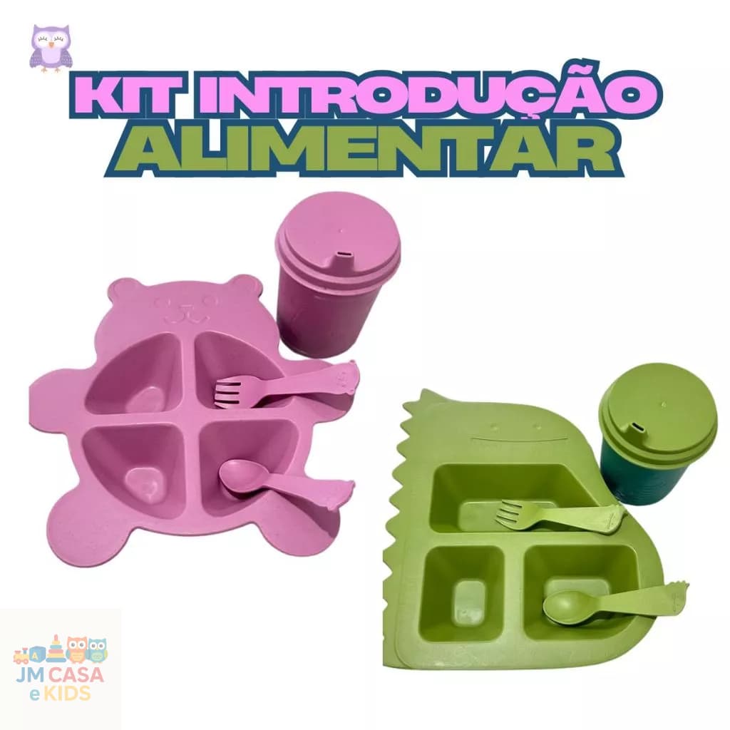 Kit Introdução Alimentar Lyor Prato Infantil, Talheres e Copo de Transição Bebê