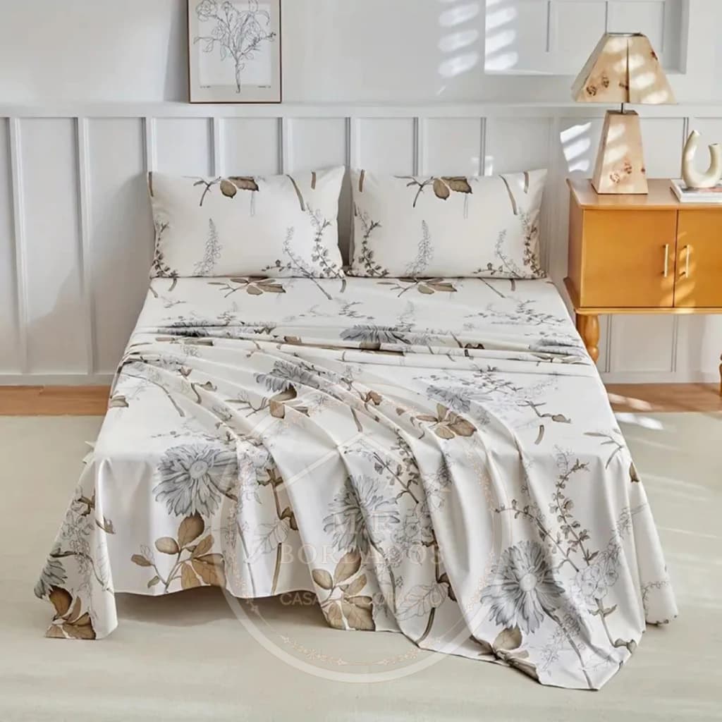 Lençol King Estampado Jogo Roupa de Cama King Size Com Elástico Fronha Premium