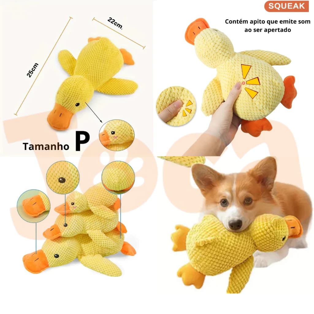 Brinquedo Pelúcia Reforçada Pato Para Cães Tam. P 25Cm X 20Cm X 5Cm