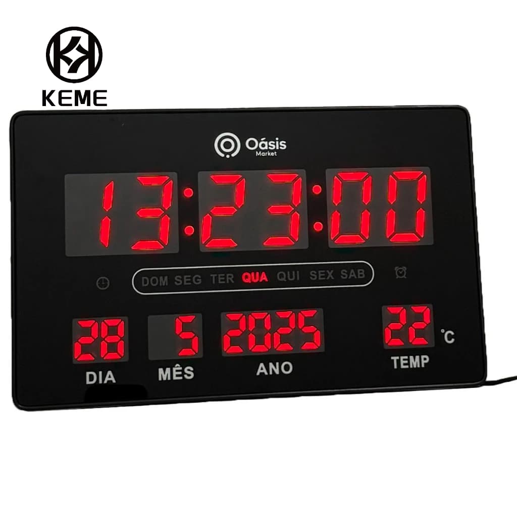 Relógio Parede Digital Grande Calendário Temperatura Le-2132