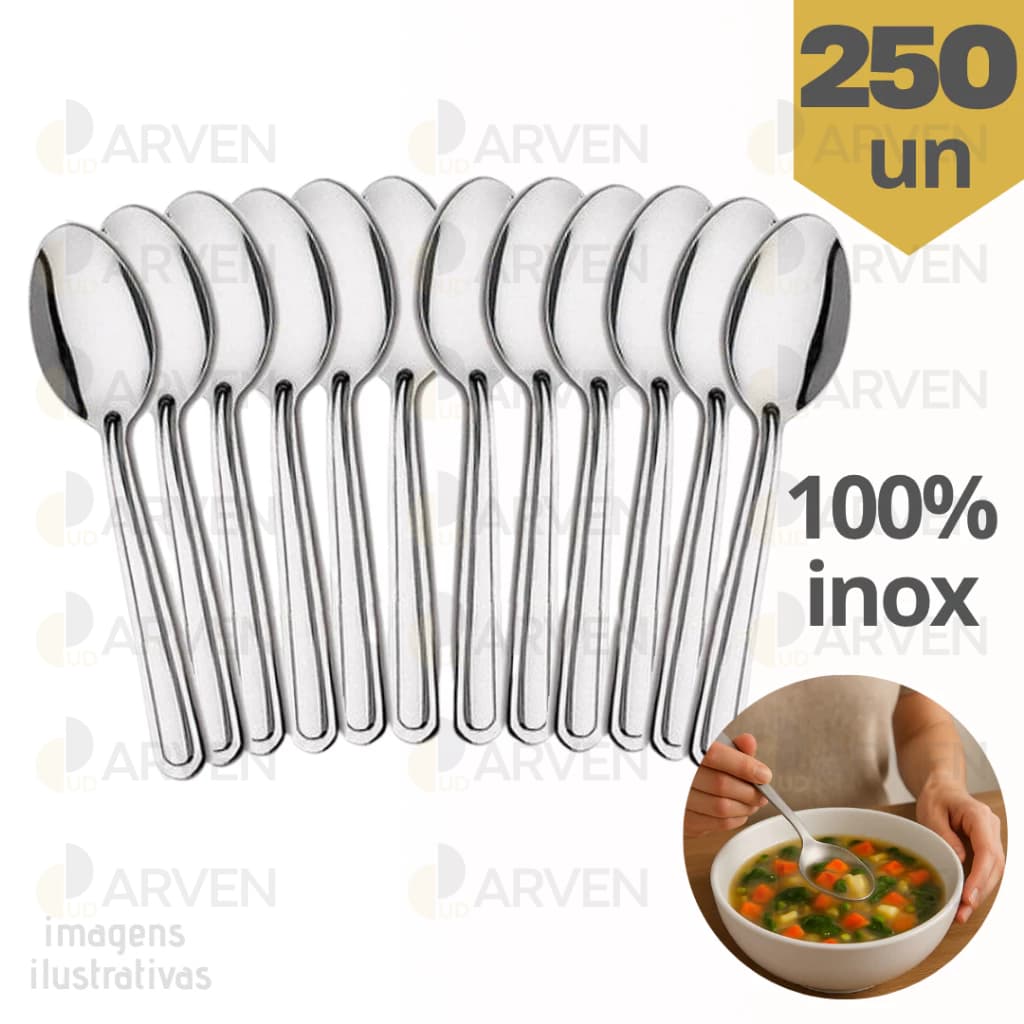 Jogo de Colheres de Mesa 250 peças 100%  Aço Inox