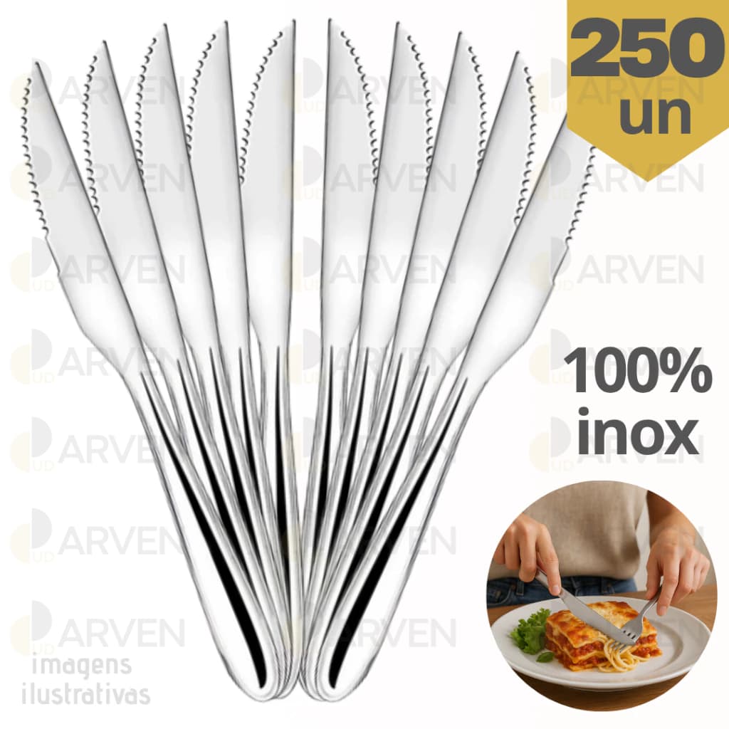 Jogo de Facas de Mesa 250 peças 100% Aço Inox