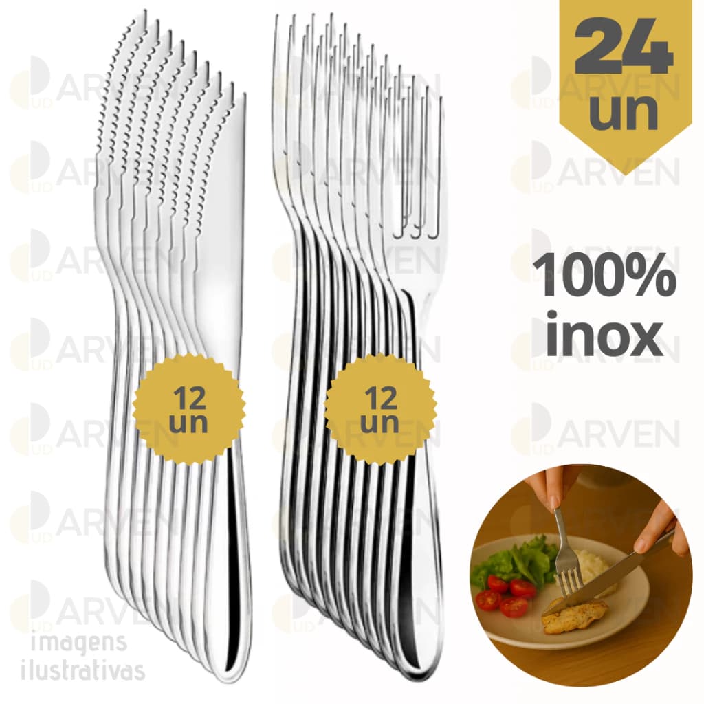 Jogo de Talher 24 Peças em INOX 12 FACAS 12 GARFOS