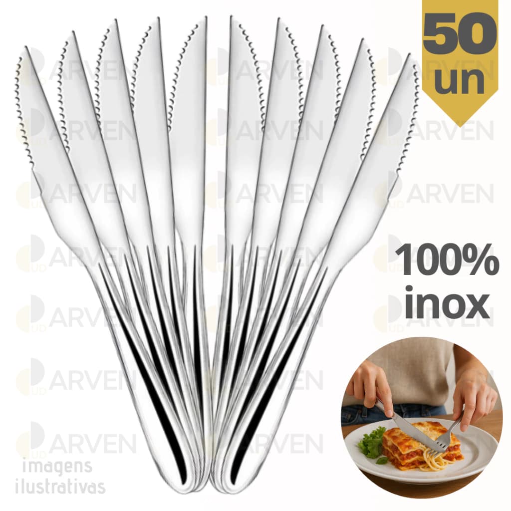Jogo de Faca 50 peças Aço Inox Talher Cozinha